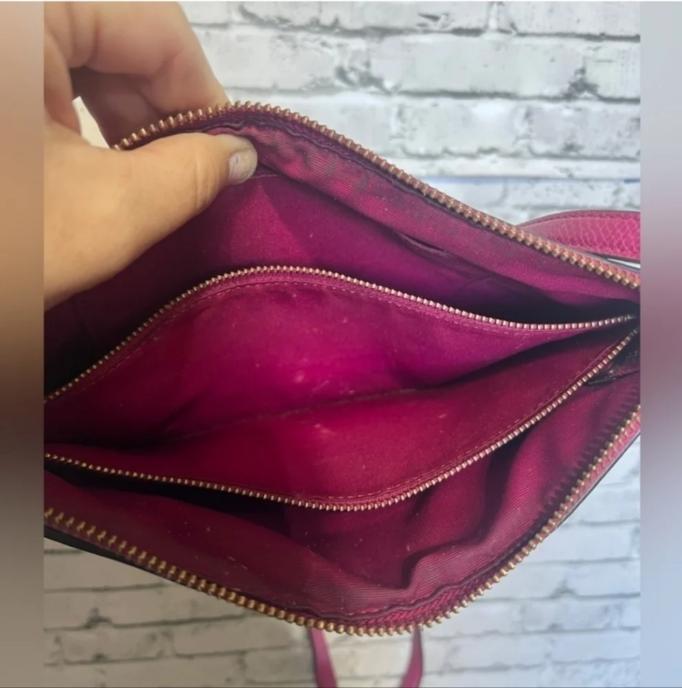 Coach Signature Crossbody Handbag Brown and Raspberry * - Picture 12 of 16